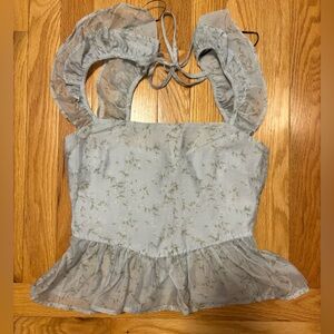 H&M Light Blue Floral Blouse